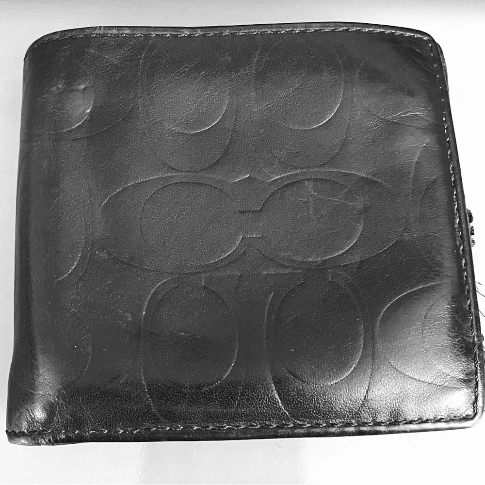 Coach Black Signature Embossed Leather Bifold Wallet - AS IS